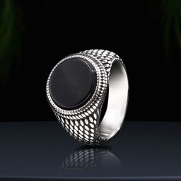Peora Men Sliver-Plated Stone-Studded Stainless Steel Signet Finger Ring-picture-37