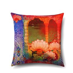 SEJ by Nisha Gupta Multicoloured Set of 5 16'' x 16'' Square Cushion Covers image 5