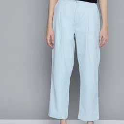 Mast & Harbour Women Blue Pleated Trousers-picture-36