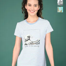 Dollar Pack Of 5 Women Graphic Printed Round Neck Cotton T-shirts-picture-9