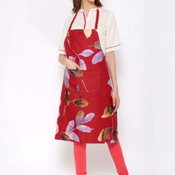 KLOTTHE Unisex Red & Beige Printed 210 TC Cotton Apron-11