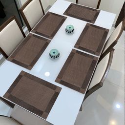HOKIPO Set Of 6 Brown Solid Table Placemats-18