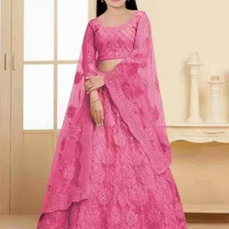 F Plus Fashion Girls Blue Net Semi-Stitched Lehenga Choli-image-84