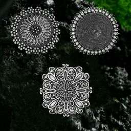 YouBella Set Of 3 Silver Plated Finger Rings-32