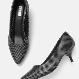 ELLE Women Checked Kitten Heel Pumps-57