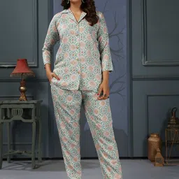 Moda Rapido Women Printed Three-Quarter Sleeves Shirt With Trouser Co-Ords Set-picture-1