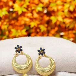 ANIKAS CREATION Gold-Plated Cubic Zirconia Studded Floral Shaped Chandbali-87