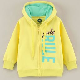 Vitamins Full Sleeves Hooded Jacket Text Print - Yellow-image-10