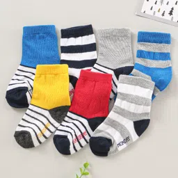 Cute Walk by Babyhug Ankle Length Antibacterial Socks Pack Of 7 Striped Design - Multicolour-picture-43