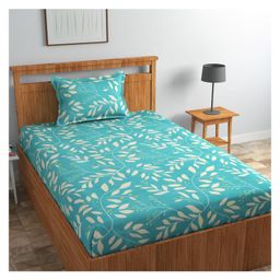 RRC Super Soft Brushed Microfiber Cotton 1 Single Bed sheet With 1 Pillow Cover Light Blue-picture-32