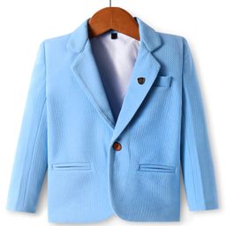 Rikidoos Full Sleeves Textured Blazer - Light Blue-image-27