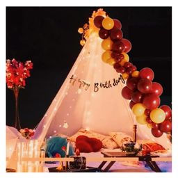 Bubble Trouble Happy Birthday Decoration Kit Canopy Tent For Decoration | Red & Yellow Balloons for Birthday | Birthday Tent Decoration Set | Happy Birthday Banner - Pack of 59-0