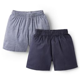 Rikidoos Cotton Pack Of 2 Checked & Textured Boxers - Navy & Blue-image-45