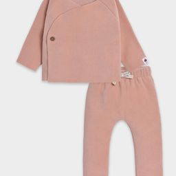 Mi Arcus Full Sleeves Solid Wrapover Style Tee & Pajama Set - Pink-picture-26