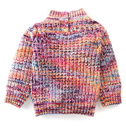 Babyhug Knitted Full Sleeves Pullover Sweater with Colour Block Effect - Multicolour image 2