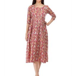 JAITRA APPARELS Women Maternity Floral Print Midi Dress-image-84