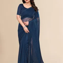 Moda Rapido Blue Embellished Net Sarees-picture-36