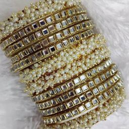 Fashionzara Set Of 12 Stone-Studded & Beaded Bangles-image-14