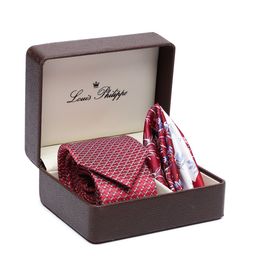 Louis Philippe Men Red Woven Design Accessory Gift Set-image-65