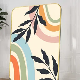 SAF White & Blue Colorful Abstract Leaf Wooden Wall Art-0