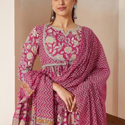 Janasya Women Floral Printed Thread Work Pure Cotton Kurta Set With Dupatta-picture-49