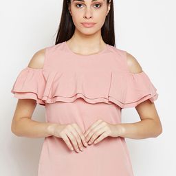 WISSTLER Women Peach-Coloured Solid A-Line Top-image-43