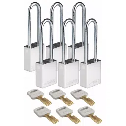 BRADY Lockout Padlock with 6 Keys Aluminum Silver, 55JZ22 (Set of 6 Pcs)-image-90