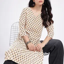 Anouk Rustic Ethnic Motifs Printed V-Neck Straight Kurta-image-75