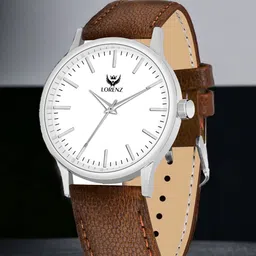 LORENZ Men Brass Dial & Leather Straps Analogue Watch MK-4058R-image-4