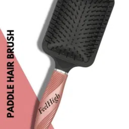 FEELHIGH Professional Paddle Hair Brush For Detangling & Smoothing - Black-3