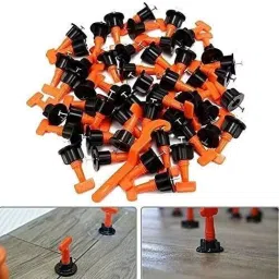 TileMaster 50 Pcs Reusable Adjustable Tile Leveling System Kit with 1 Special Wrench Non-Magnetic Durable Plastic Black & Orange 7 cm Length, TM-178 image 3