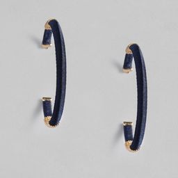justpeachy Navy Blue & Gold-Plated Circular Half Hoop Earrings-21