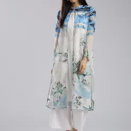WISHFUL by W Women White Woven Design Layered Kurta-picture-16
