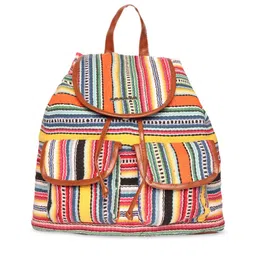ASTRID Women Pink & Yellow Striped Backpack-image-35