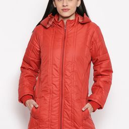 People Women Red Solid Hooded Parka-image-21