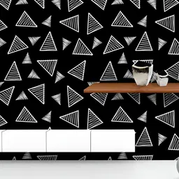 ArtzFolio Printed UV-Resistant Anti-Bacterial Monochromatic Triangles Peel & Stick Wallpaper-image-74