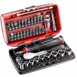 FACOM 6.35 mm (1/4 inch) Square Drive Socket Set Black/Red, R.181NANO (Set of 38 Pcs)-16