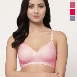College Girl Women Pack Of 4 Solid Full Coverage Non PaddedNon Wired T-shirt Bra-image-5