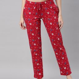 3PIN Women Red & White Floral Print Lounge Pants-image-35