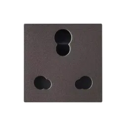 Legrand Indian Standard Socket with Shutter Myrius Charcoal Grey 6/16 Amp 2 Module, 6794 30-20