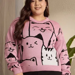 Berrylush Curve Women Graphic Printed Plus Size Pullover-18