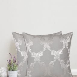 Home Grey & Silver-Toned Set of 2 Ethnic Motifs Square Cotton Cushion Covers-28