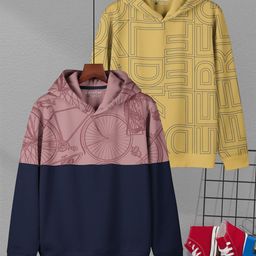HELLCAT Boys Pack of 2 Printed Hooded Sweatshirt-image-87