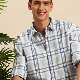 Mast & Harbour Pure Cotton Tartan Checks Drop-Shoulder Sleeves Relaxed Fit Casual Shirt-picture-38