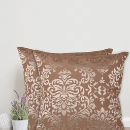 Home Brown Set of 2 Ethnic Motifs Cotton Square Cushion Covers-56