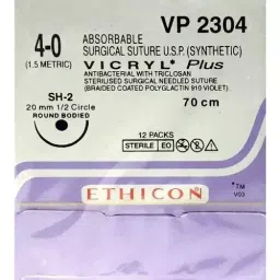 Ethicon 70 cm 4-0 USP Violet Vicryl Plus Violet Braided Antibacterial Suture VP2304 Pack of 12 Pcs-16