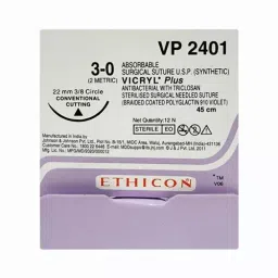 Ethicon 45 cm 3-0 USP Violet Vicryl Plus Violet Braided Antibacterial Suture VP2401 Pack of 12 Pcs-11