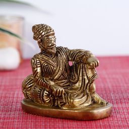 CraftVatika Gold-Toned Shivaji Maharaj Statue Showpiece-image-75