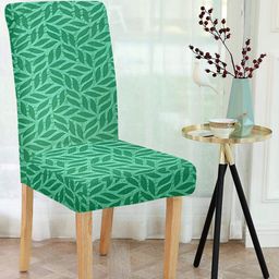 Cortina Set of 8 Green Self Design Chair Covers-16