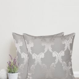 Home Grey & Silver-Toned Set of 2 Ethnic Motifs Cotton Square Cushion Covers-36